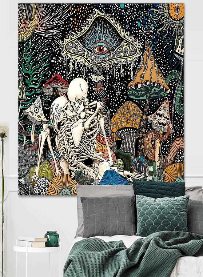OIOVOIO Mushroom Tapestry The Lovers Tapestries Hippie Tapestry for Bedroom Skeleton Tapestries Gothic Wall Hanging for Bedroom Dorm Living Room Aesthetic Deco(59"x51", Lovers) - Image 3